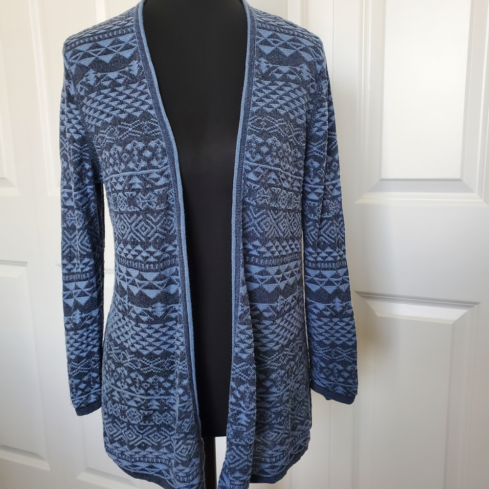 Outback Red Blue Cardigan Sweater with Textured Knit